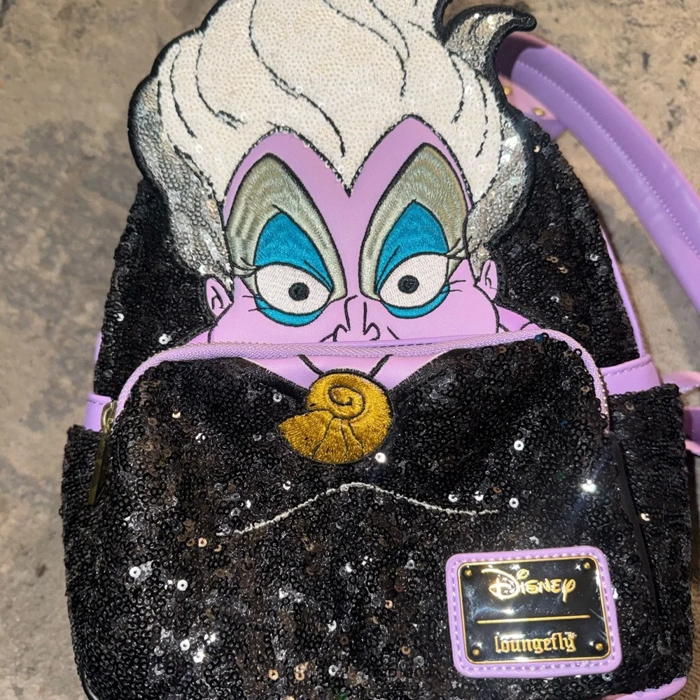Loungefly Disney Ursula Sequin Backpack - Black and Lavender - Picture 1 of 5
